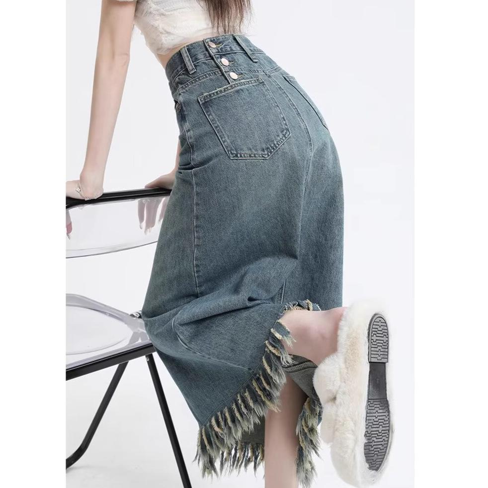 Petite Front Slit Denim Midi Skirt with Tassel - Women s Spring & Autumn Pear-Shaped High Waist Bodycon Skirt XXL: Height 155-165CM (133-145 lbs)
Petite Front Slit Denim Midi Skirt with Tassel - Women s Spring & Autumn Pear-Shaped High Waist Bodycon Skirt XXL: Height 155-165CM (133-145 lbs)