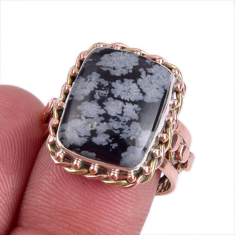 Natural Snowflake Obsidian Gemstone Two Tone 925 Sterling Silver Ring S.6.5 N9t37
Natural Snowflake Obsidian Gemstone Two Tone 925 Sterling Silver Ring S.6.5 N9t37