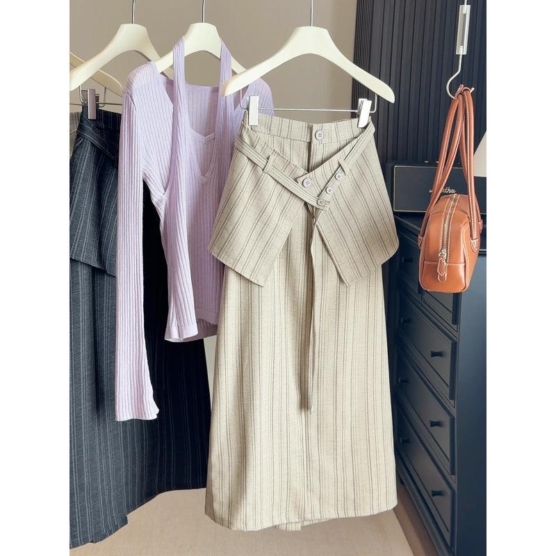 Design sense striped suit skirt women s spring and summer new high waist and thin with fart curtain straight back split medium and long skirt XL
Design sense striped suit skirt women s spring and summer new high waist and thin with fart curtain straight back split medium and long skirt XL