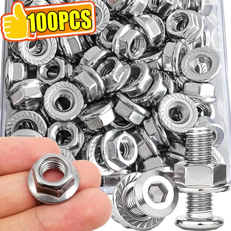 5-100pcs Stainless Steel Serrated Flange Nut Anti-Loose Screws Caps Fastener Hexagon Thread Lock Nuts Repair Tool Assortment Kit M3 20PCS
5-100pcs Stainless Steel Serrated Flange Nut Anti-Loose Screws Caps Fastener Hexagon Thread Lock Nuts Repair Tool Assortment Kit M3 20PCS