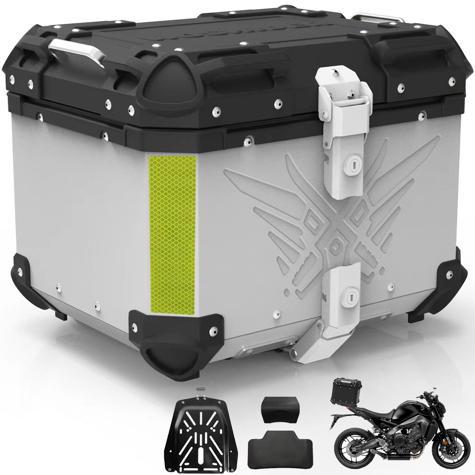 WoshiDer Bike Rear Box Large Capacity Comes with mounting Easy to put on and take Comes with 2 Full face Square Bike Box Top Case 55L Sliver
WoshiDer Bike Rear Box Large Capacity Comes with mounting Easy to put on and take Comes with 2 Full face Square Bike Box Top Case 55L Sliver