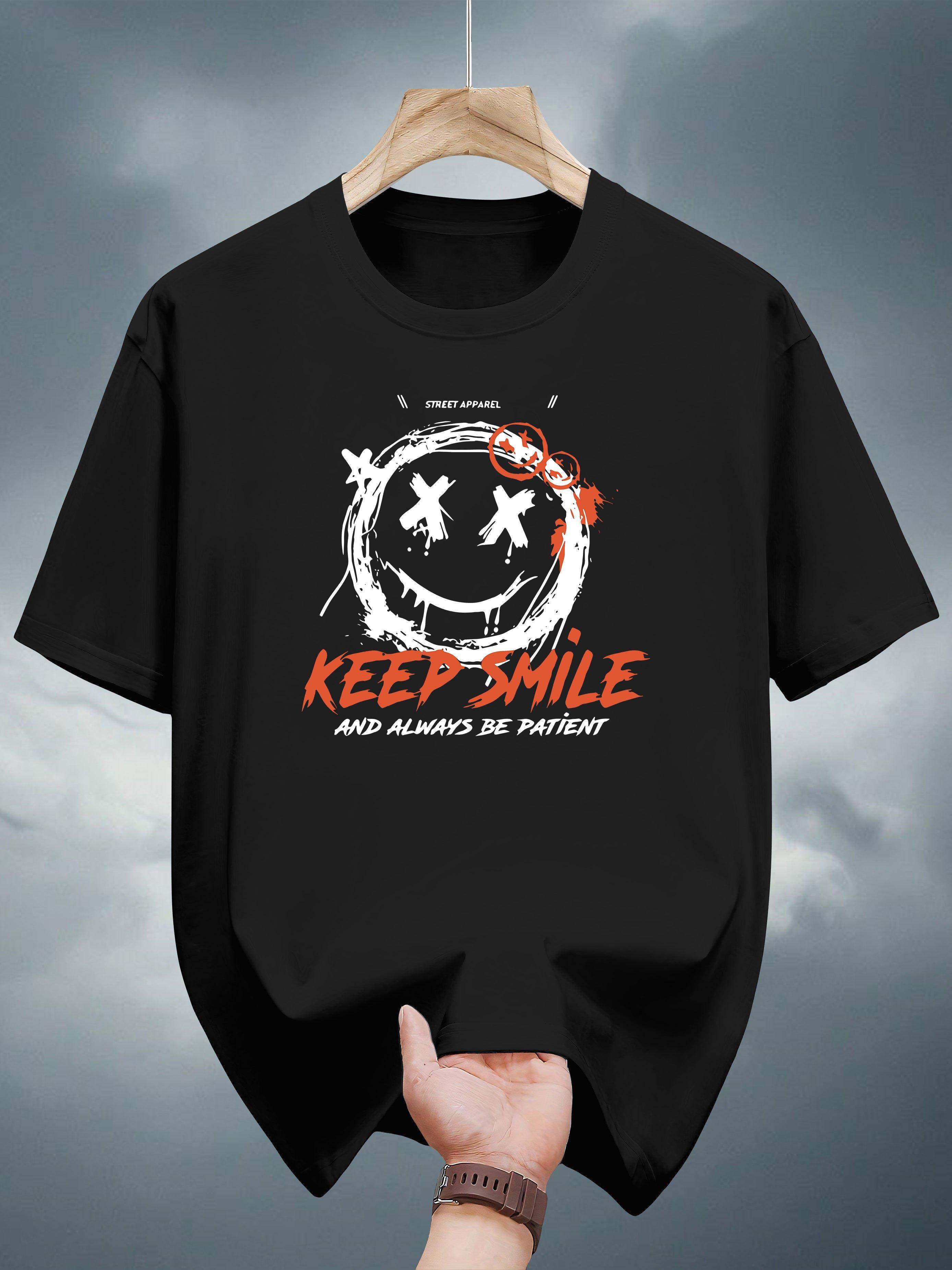 200g 100% Cotton Graphic Print T-shirt - Black Casual Short Sleeve Tee with Motivational Quotes & joyful Face Design XXXXL
200g 100% Cotton Graphic Print T-shirt - Black Casual Short Sleeve Tee with Motivational Quotes & joyful Face Design XXXXL