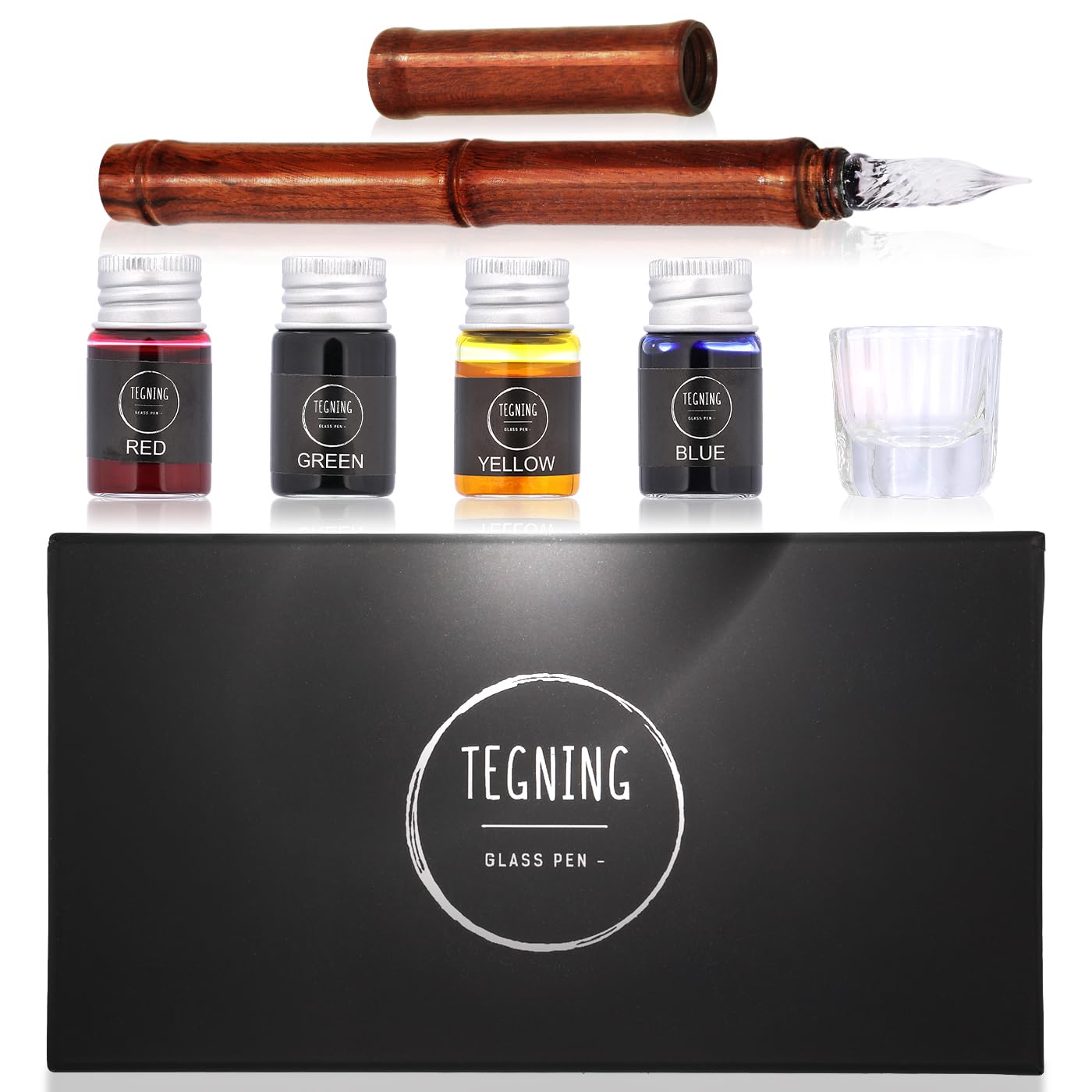 Рисунок Стеклянная ручка, Деревянная перьевая ручка, Роскошный дизайн (В комплекте светло-коричневые чернила)