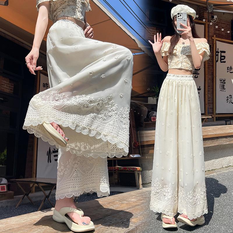 Real shot, embroidered hollow wide-leg pants, high waist and thin, elastic waist ruffle edge pants, drape nine-point pants, casual pants. S белый
Real shot, embroidered hollow wide-leg pants, high waist and thin, elastic waist ruffle edge pants, drape nine-point pants, casual pants. S белый