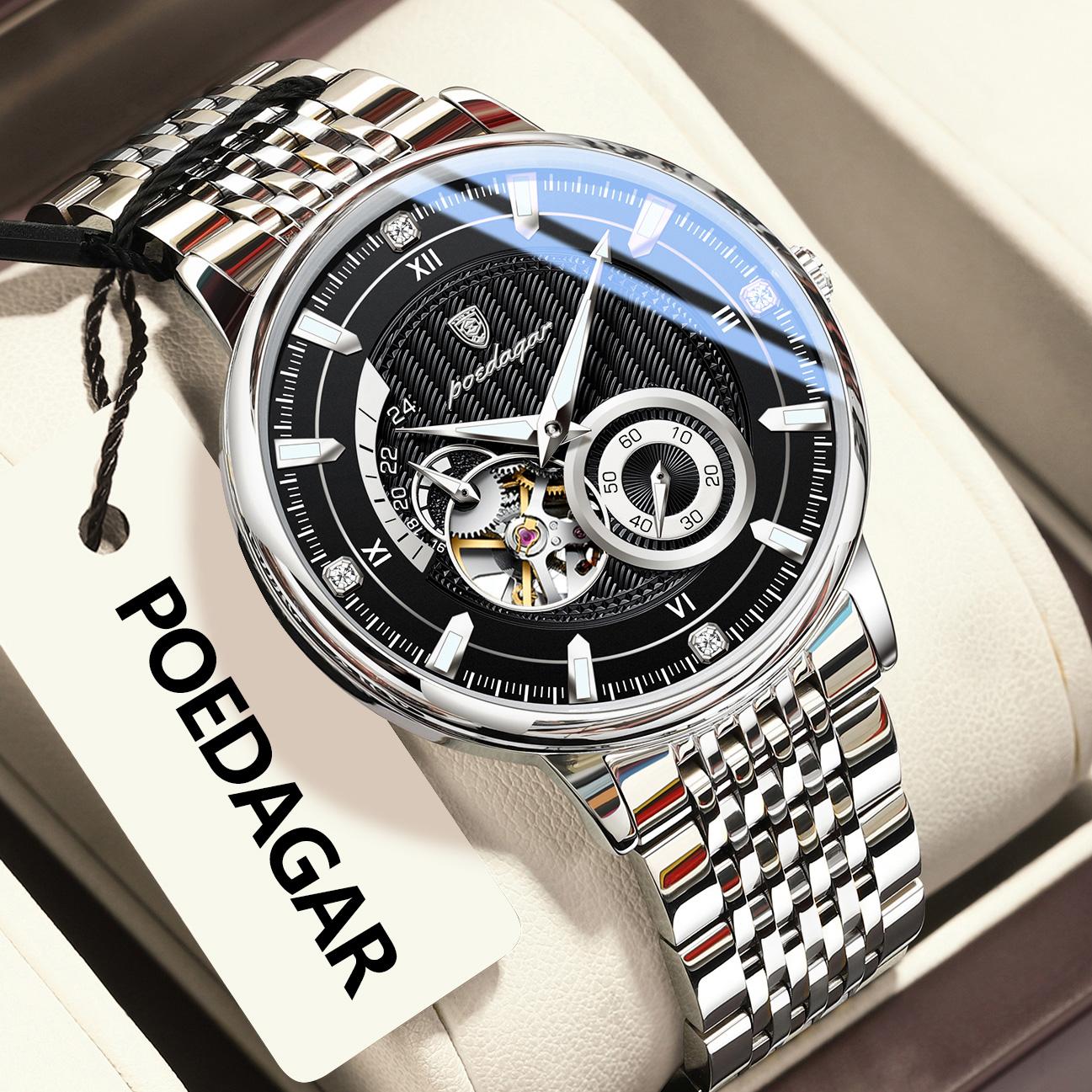 POEDAGAR Top Luxury Man Wristwatch Luminous Hollow Tourbillon Stainless Steel Clock Mechanical Automatic Watches Reloj чёрный/серебряный
POEDAGAR Top Luxury Man Wristwatch Luminous Hollow Tourbillon Stainless Steel Clock Mechanical Automatic Watches Reloj чёрный/серебряный