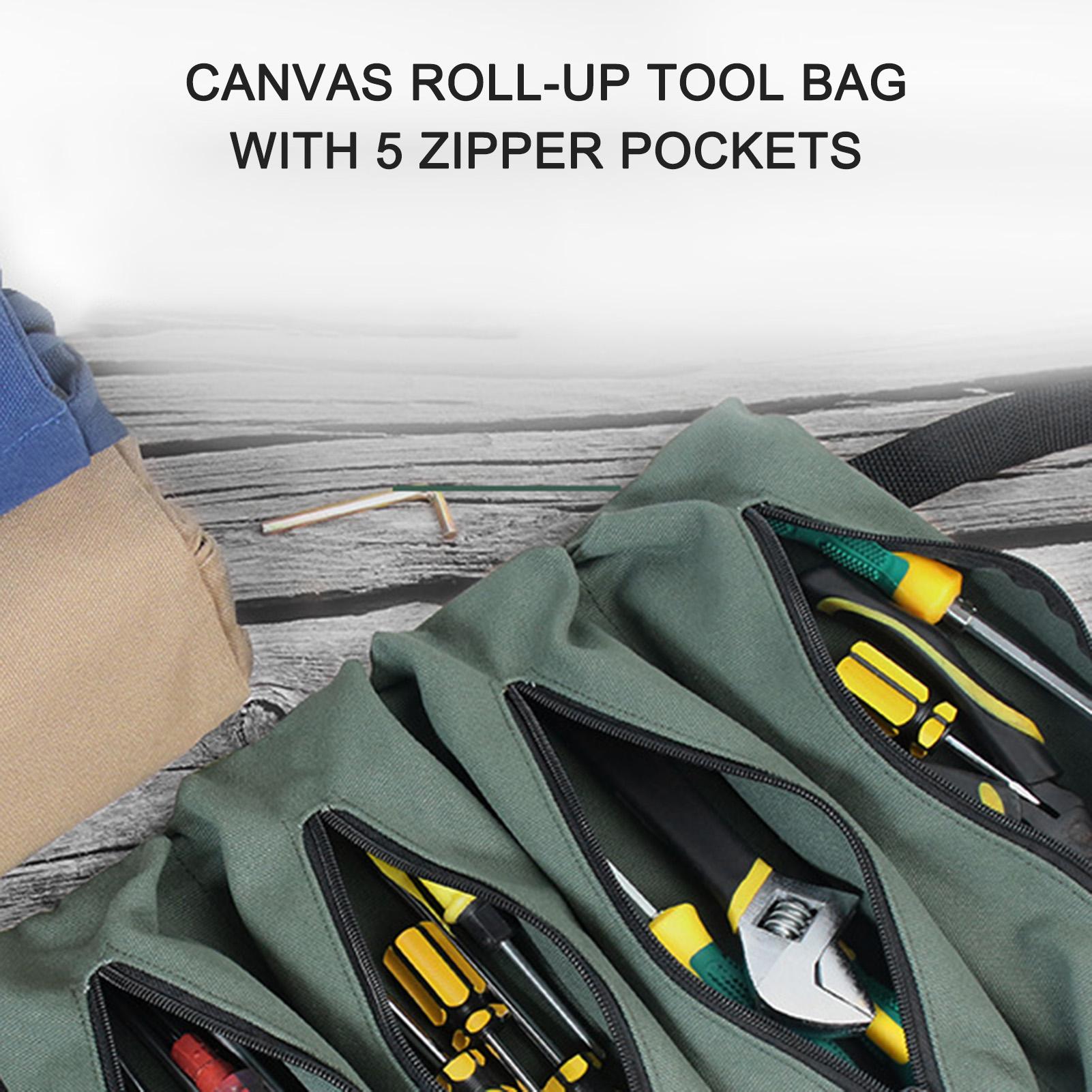 Tool Bag, Multi-Purpose Tool Roll Pouch Tool with 5 kets Carrier Bag for Car Motorcycle Storaging Wrenches, Sockets, S
Tool Bag, Multi-Purpose Tool Roll Pouch Tool with 5 kets Carrier Bag for Car Motorcycle Storaging Wrenches, Sockets, S