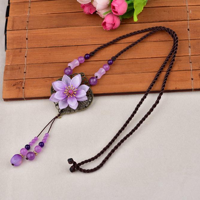GEMCHIC Women s Vintage Purple Flower Pendant Long Necklace Ethnic Style Glass Bead Sweater Chain for Cheongsam
GEMCHIC Women s Vintage Purple Flower Pendant Long Necklace Ethnic Style Glass Bead Sweater Chain for Cheongsam