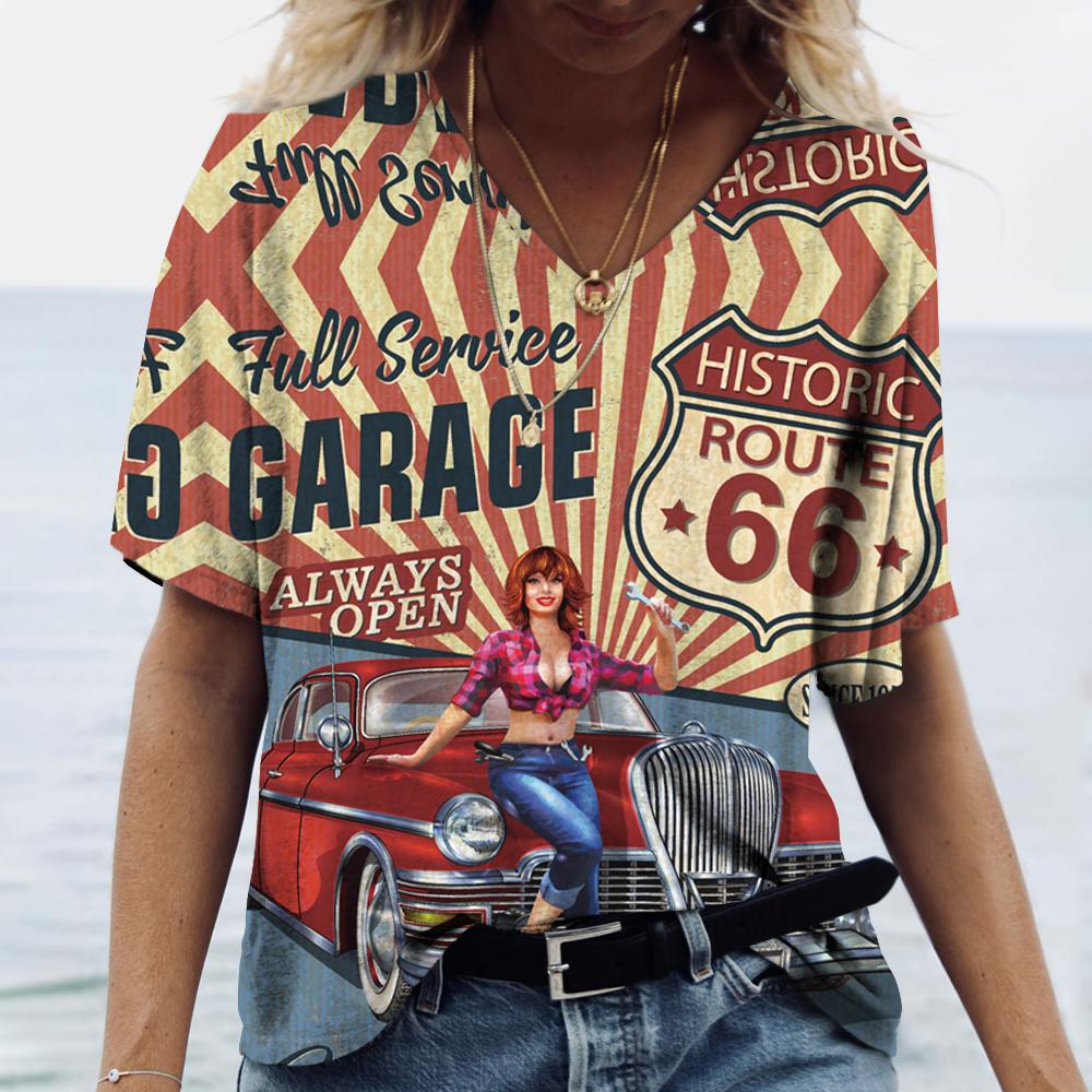 Vintage Women s T-shirt US 66 Route Print Shirt V Neck Oversized Streetwear Harajuku Clothes Female Casual Short Sleeve Top Tees XL
Vintage Women s T-shirt US 66 Route Print Shirt V Neck Oversized Streetwear Harajuku Clothes Female Casual Short Sleeve Top Tees XL