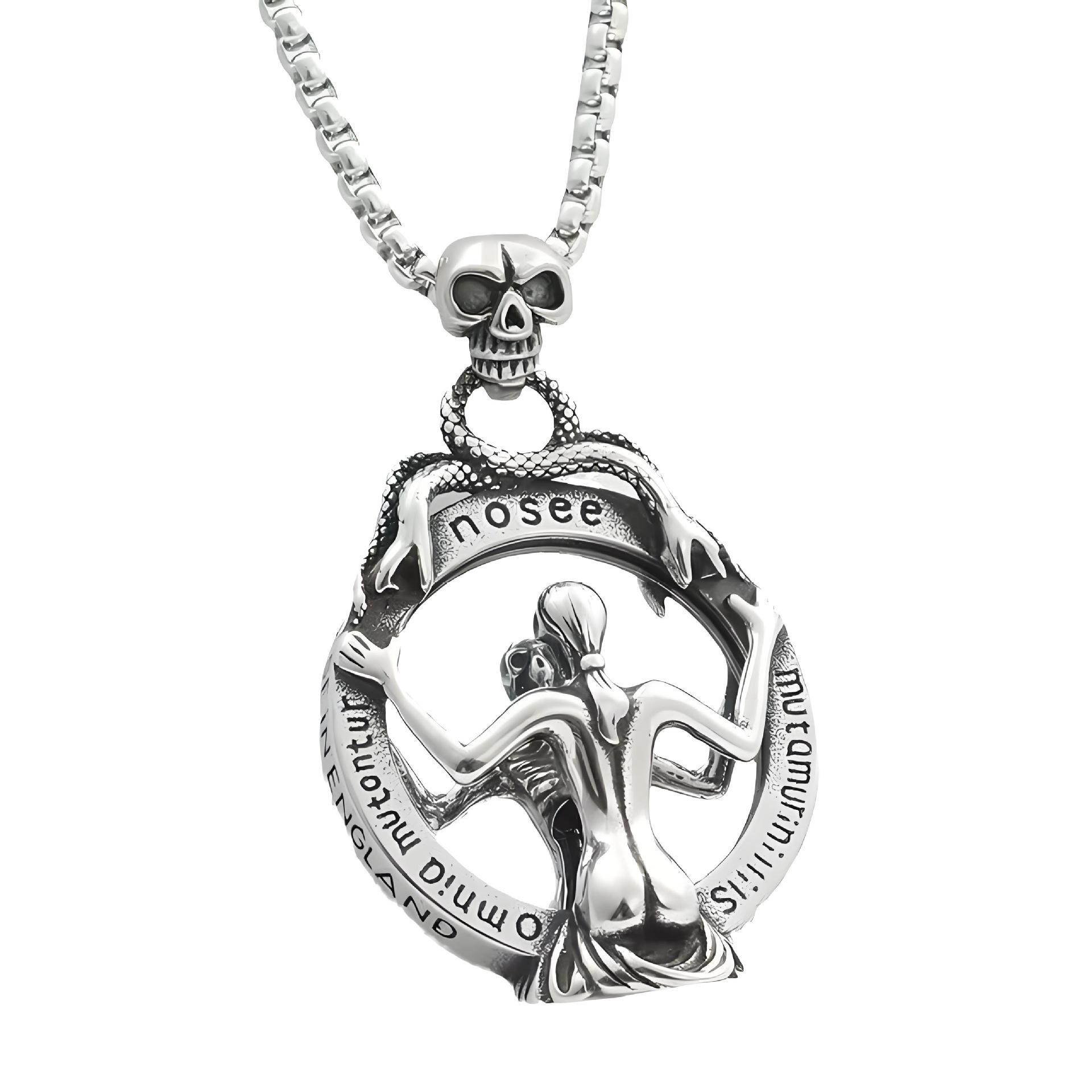 Punk Vintage Skeleton Magic Mirror Pendant Necklace Accessory срібний
Punk Vintage Skeleton Magic Mirror Pendant Necklace Accessory срібний