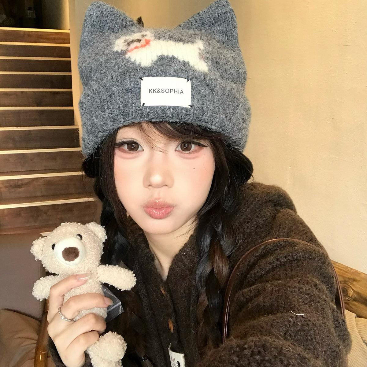 Cartoon Dog Hook Cat Ear Wool Hat Women s Warm Versatile Korean Cute Knitted M(55-59cm) темно-сірий
Cartoon Dog Hook Cat Ear Wool Hat Women s Warm Versatile Korean Cute Knitted M(55-59cm) темно-сірий