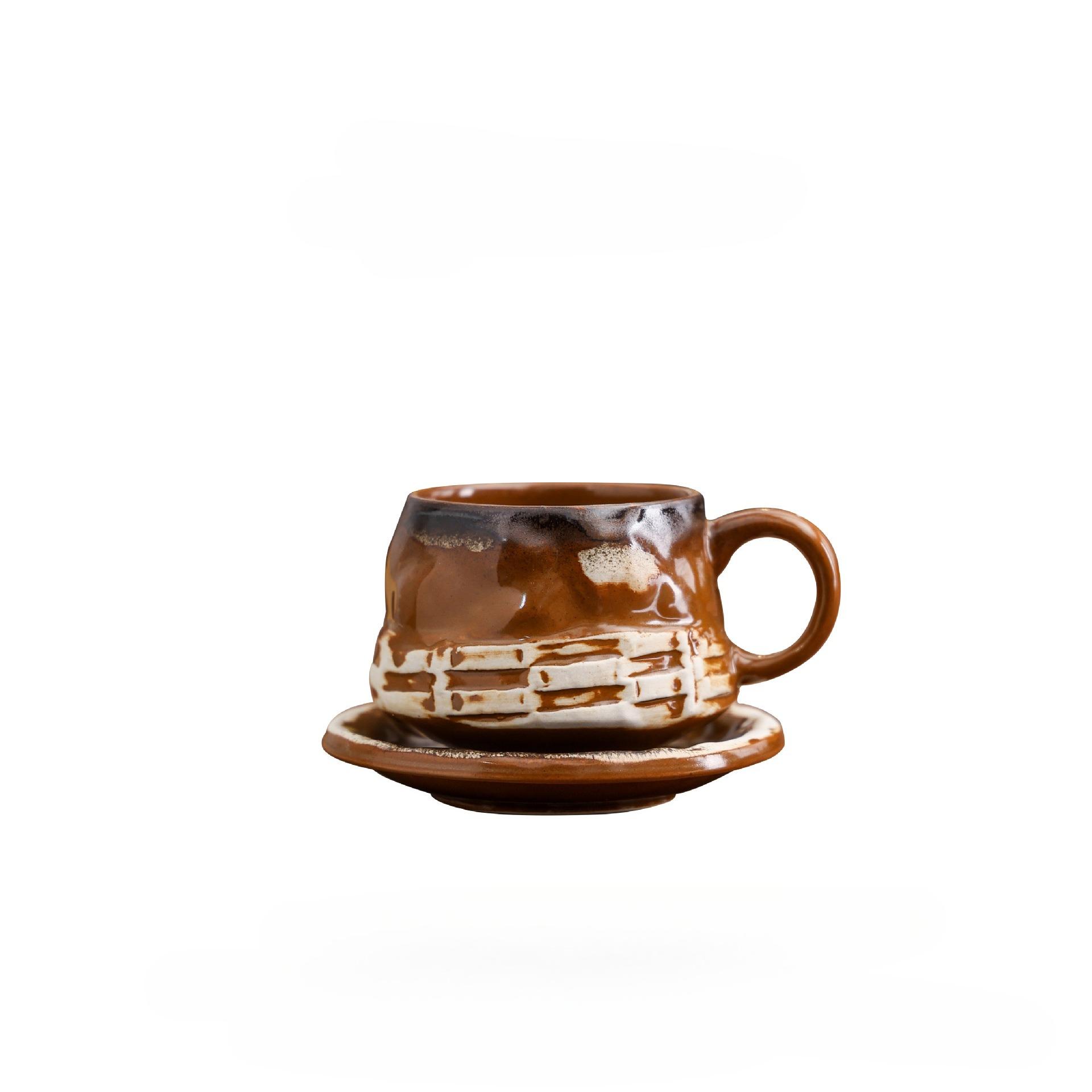 Rough Pottery Kiln Change Cup and Saucer Set Irregular Wabi-Sabi Ceramic Mug for Coffee Tea Home Bar Rustic Home Decor Gift
Rough Pottery Kiln Change Cup and Saucer Set Irregular Wabi-Sabi Ceramic Mug for Coffee Tea Home Bar Rustic Home Decor Gift