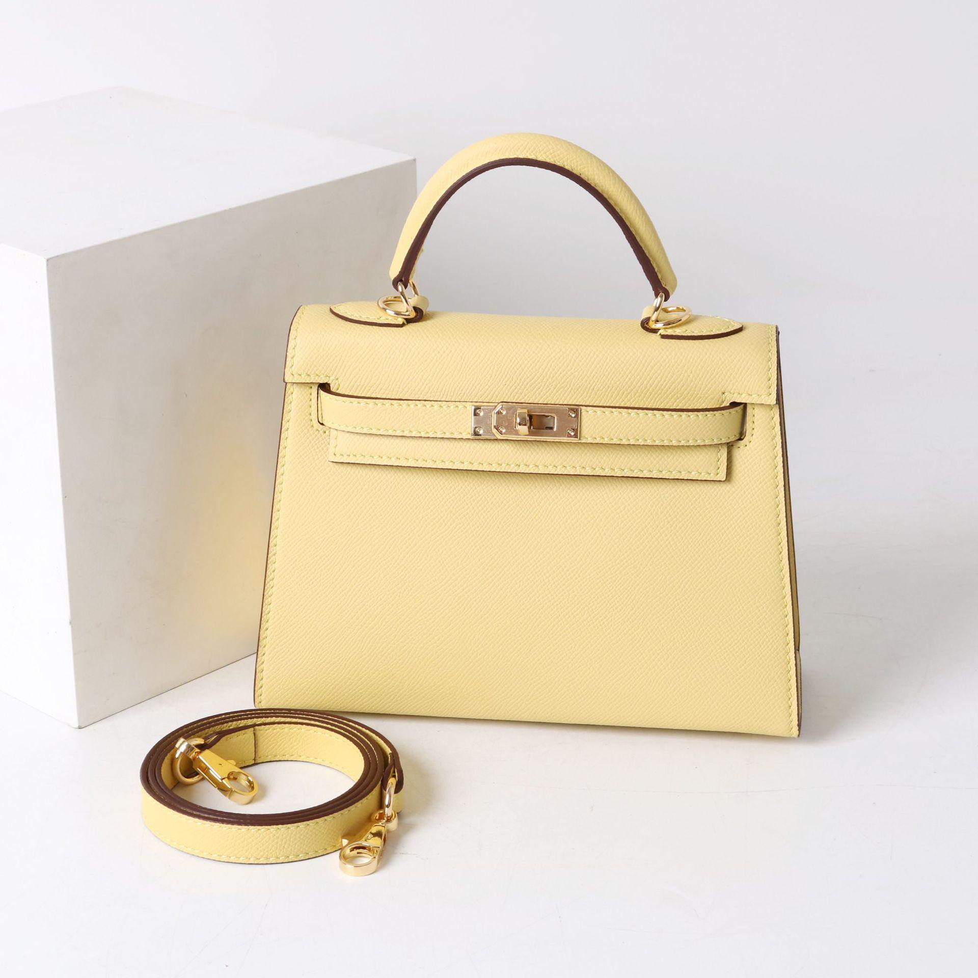 2025 Новая Универсальная Модная Высококачественная Сумка из Текстурной Кожи Ручная Одноплечевая Через Плечо Сумка Второго Поколения 22x8x16cm жёлтый