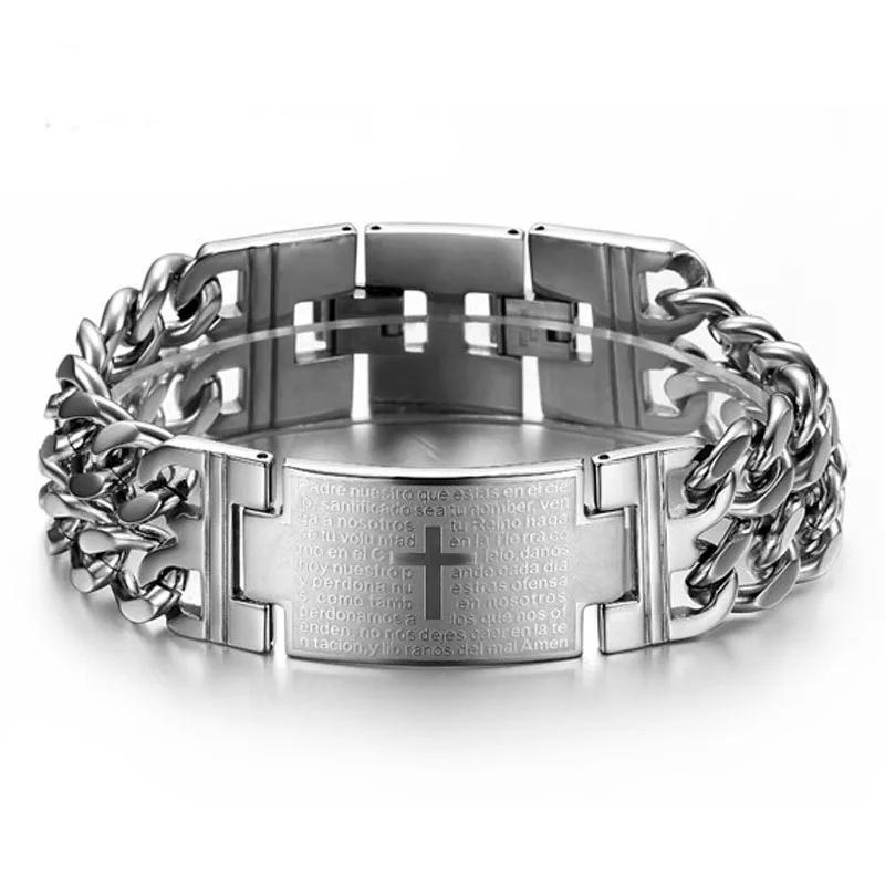 24MM Width 316L Stainless Steel Cuban Chain Cross Bracelet for Men Jewelry Male Hand Chain Wrap Bracelets Punk Accessory 21CM
24MM Width 316L Stainless Steel Cuban Chain Cross Bracelet for Men Jewelry Male Hand Chain Wrap Bracelets Punk Accessory 21CM