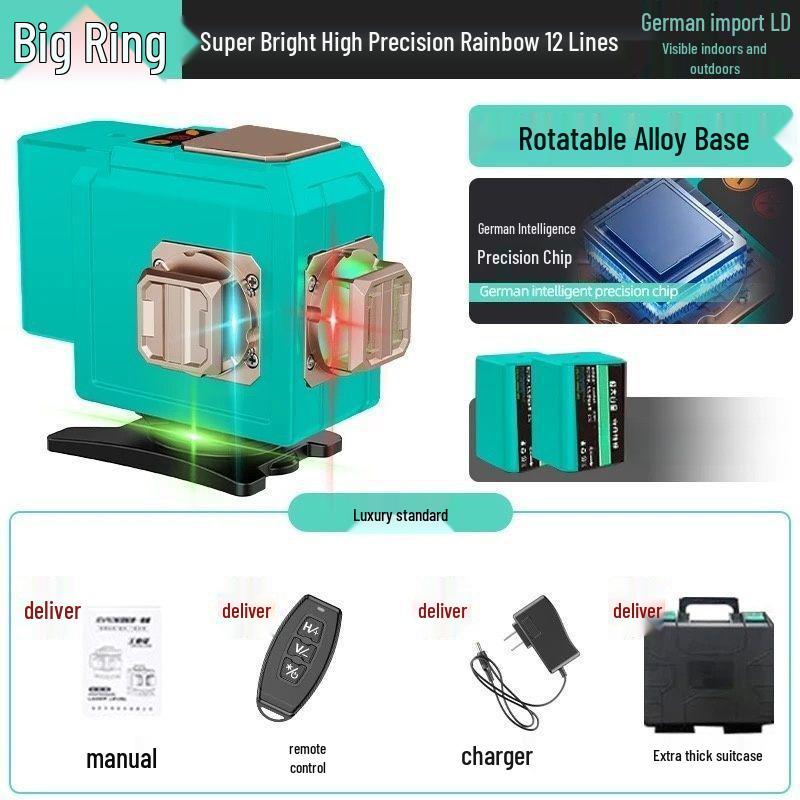 High-Precision Multi-Color 12/16 Line Outdoor Rotary Level with Green Light
High-Precision Multi-Color 12/16 Line Outdoor Rotary Level with Green Light