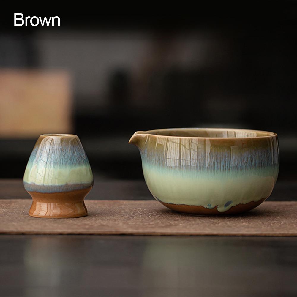 Керамический набор для матча Гладкая печная деформация Подставка для венчика для матча Большая вместимость Жаростойкий коричневый
Керамический набор для матча Гладкая печная деформация Подставка для венчика для матча Большая вместимость Жаростойкий коричневый