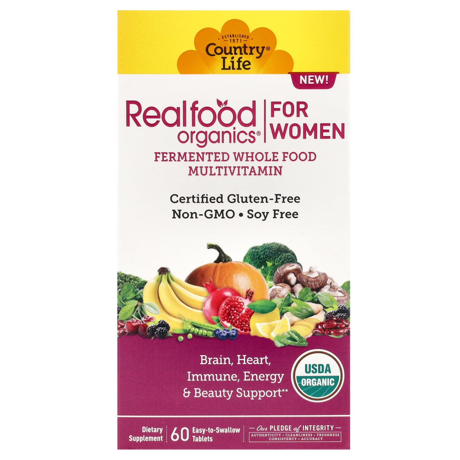 Country Life, Realfood Organics, Women s Multivitamin, 60 Easy-to-Swallow Tablets
Country Life, Realfood Organics, Women s Multivitamin, 60 Easy-to-Swallow Tablets