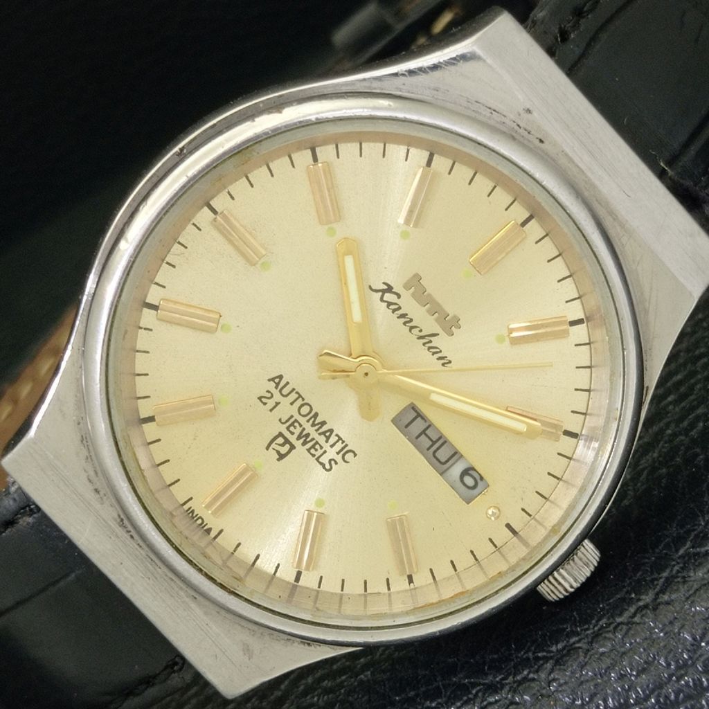VINTAGE HMT KANCHAN 6501 AUTOMATIC INDIAN MENS GOLDEN COLOR DIAL WATCH a700128-5 R201-a700128
VINTAGE HMT KANCHAN 6501 AUTOMATIC INDIAN MENS GOLDEN COLOR DIAL WATCH a700128-5 R201-a700128