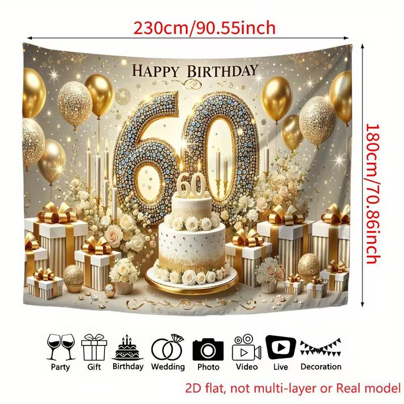2D Gold Glitter 60th Birthday Backdrop Banner Luxury Diamond Themed Party Decor Background 47.2x31.5inch/120*80cm
2D Gold Glitter 60th Birthday Backdrop Banner Luxury Diamond Themed Party Decor Background 47.2x31.5inch/120*80cm