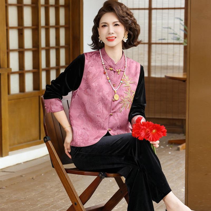 2026 Spring Three-Piece Set for Mothers: Vest, Jacket, Top - Chinese-Style Trend for Mature Women 5XL
2026 Spring Three-Piece Set for Mothers: Vest, Jacket, Top - Chinese-Style Trend for Mature Women 5XL