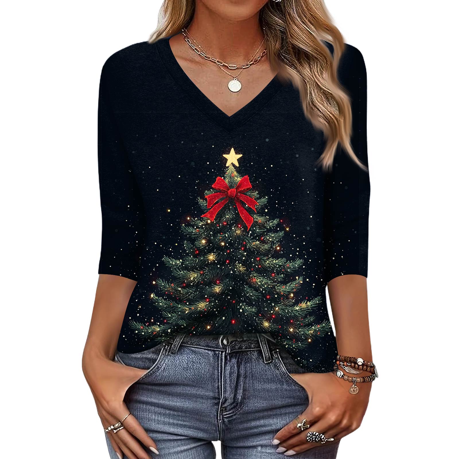 Модный винтажный топ с рукавом 3/4 для женщин, женская повседневная футболка с рукавом три четверти, V-образным вырезом и принтом XXL чёрный
Модный винтажный топ с рукавом 3/4 для женщин, женская повседневная футболка с рукавом три четверти, V-образным вырезом и принтом XXL чёрный