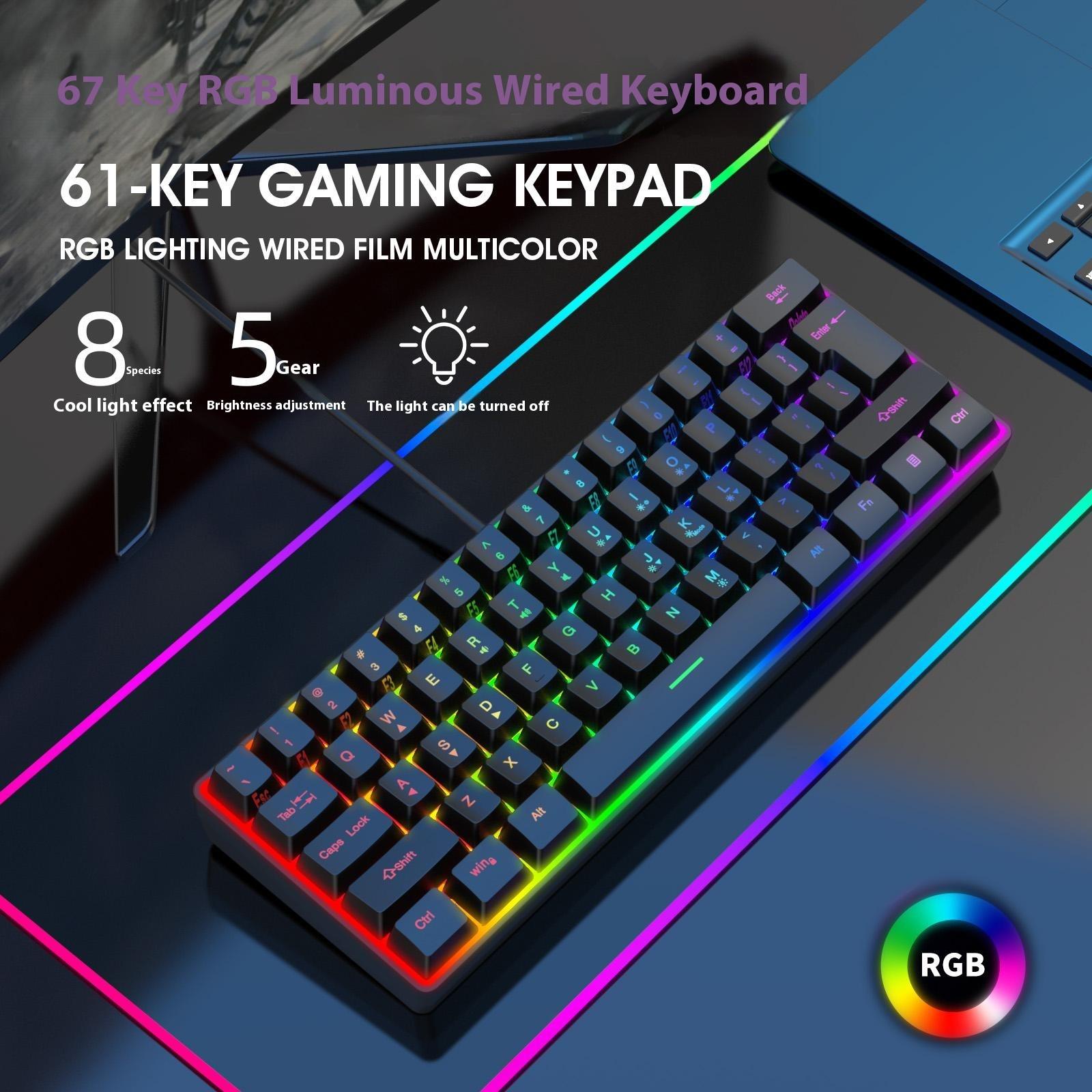Y-FRUITFUL K401 Wired Keyboard 61-Key RGB Backlit Computer Office Gaming Keyboard As Shown A
Y-FRUITFUL K401 Wired Keyboard 61-Key RGB Backlit Computer Office Gaming Keyboard As Shown A