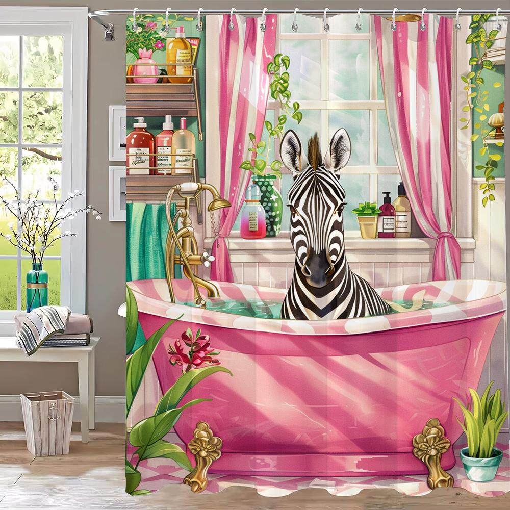 1Pc Zebra Bathing In Pink Bathtub Printed Shower Curtain With Hooks Bathroom Curtains Girl Home Decoration Bath Curtain W60H190(CM)-1 Pcs
1Pc Zebra Bathing In Pink Bathtub Printed Shower Curtain With Hooks Bathroom Curtains Girl Home Decoration Bath Curtain W60H190(CM)-1 Pcs