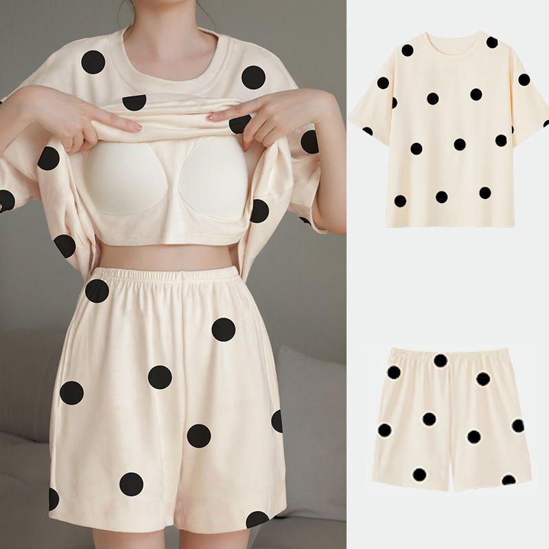 Пижама женская в горошек с короткими рукавами и шортами комплект для студентов домашняя одежда для молодых девушек XS
Пижама женская в горошек с короткими рукавами и шортами комплект для студентов домашняя одежда для молодых девушек XS