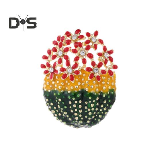 Брошь в виде цветка кактуса, декор из стразов, стекающая масляная эмаль, вечерние платья, пальто, украшения для одежды, булавка, антиокислительная ювелирная продукция для вечеринок красный