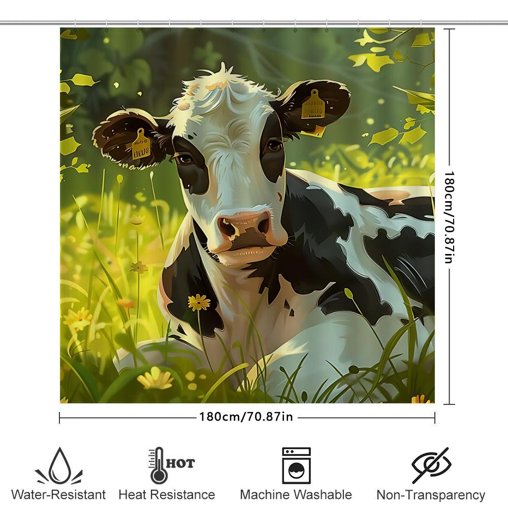Cow Pattern Waterproof And Mold-Proof Shower Curtain Pastoral Style Cute Animal Design Suitable For Bathroom Home Decoration W60H190(CM)-1 Pcs
Cow Pattern Waterproof And Mold-Proof Shower Curtain Pastoral Style Cute Animal Design Suitable For Bathroom Home Decoration W60H190(CM)-1 Pcs