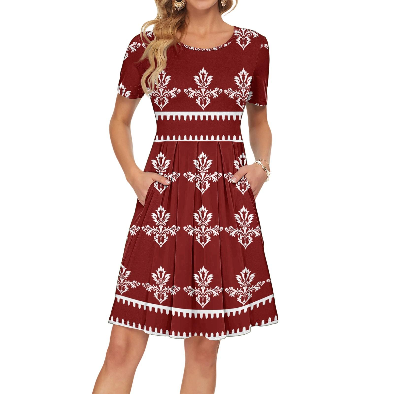 Women Casual Short Sleeve Summer Dresses Spring Crewneck Patchwork Boho Floral Cocktail Party Dress XXL винний
Women Casual Short Sleeve Summer Dresses Spring Crewneck Patchwork Boho Floral Cocktail Party Dress XXL винний