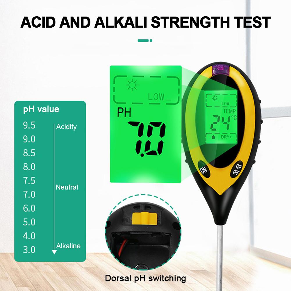 Professional Soil PH Meter 4 In1 LCD Temperature Humidity Sunlight Intensity PH Moisture Meter Garden Soil Tester for Plant Care
Professional Soil PH Meter 4 In1 LCD Temperature Humidity Sunlight Intensity PH Moisture Meter Garden Soil Tester for Plant Care