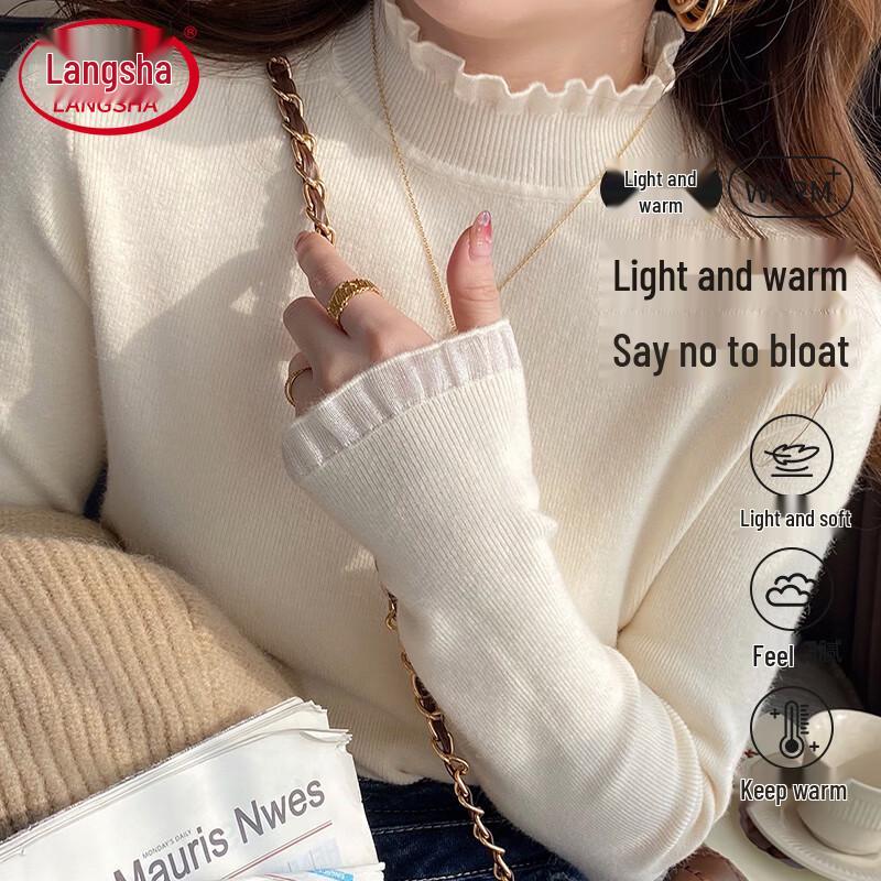 Langsha Women s Ruffle Lace Trim Semi-High Collar Knit Top
Langsha Women s Ruffle Lace Trim Semi-High Collar Knit Top