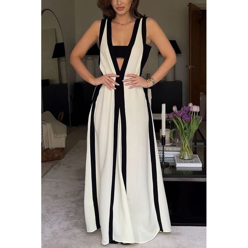 European and American Sexy Double-Sided Wear V-neck Contrast Color Casual Dress Summer Color Blocking Casual Dress Picture Color XL
European and American Sexy Double-Sided Wear V-neck Contrast Color Casual Dress Summer Color Blocking Casual Dress Picture Color XL