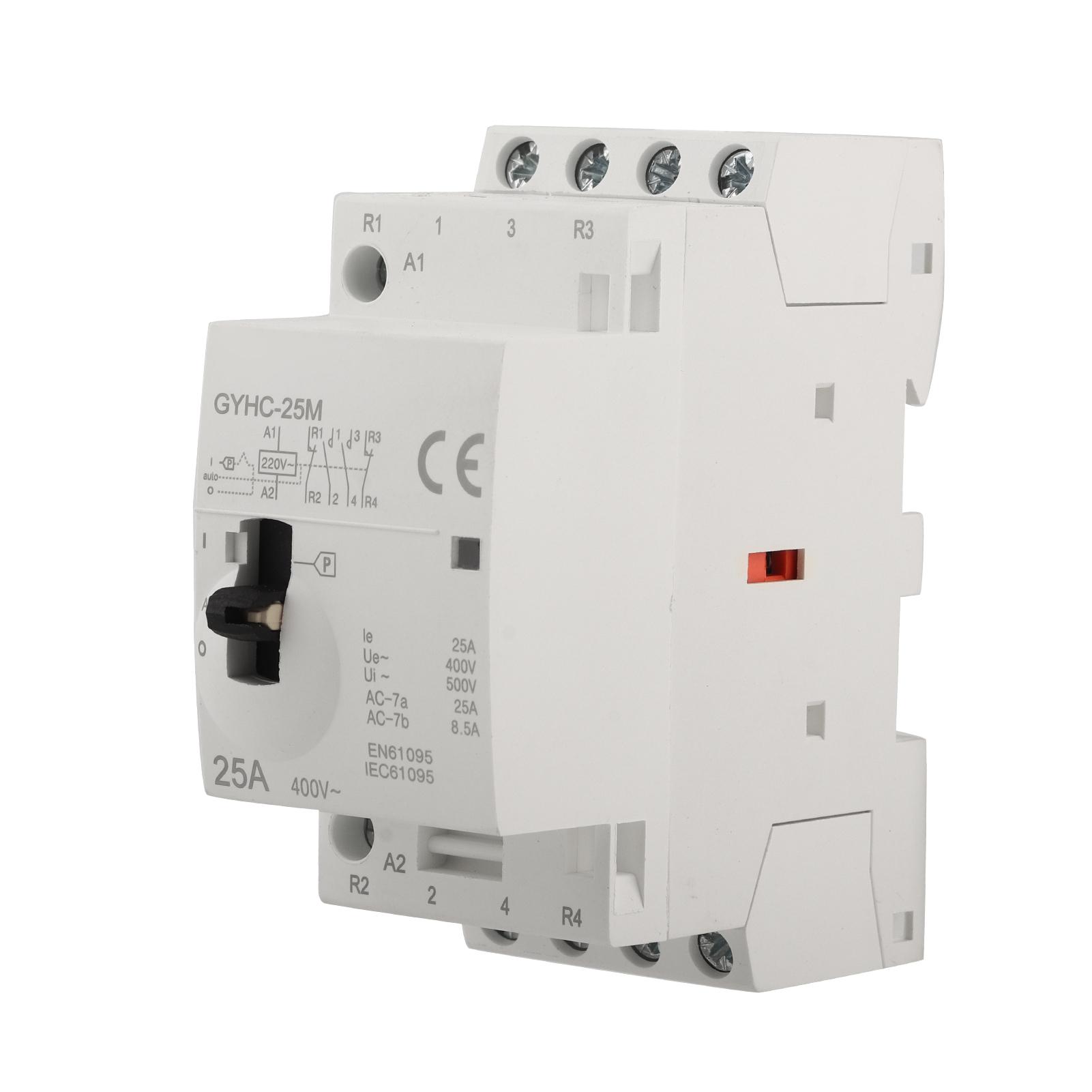 4P 25A 220V 50Гц Побутовий контактор змінного струму на DIN-рейку з перемикачем ручного керування
4P 25A 220V 50Гц Побутовий контактор змінного струму на DIN-рейку з перемикачем ручного керування
