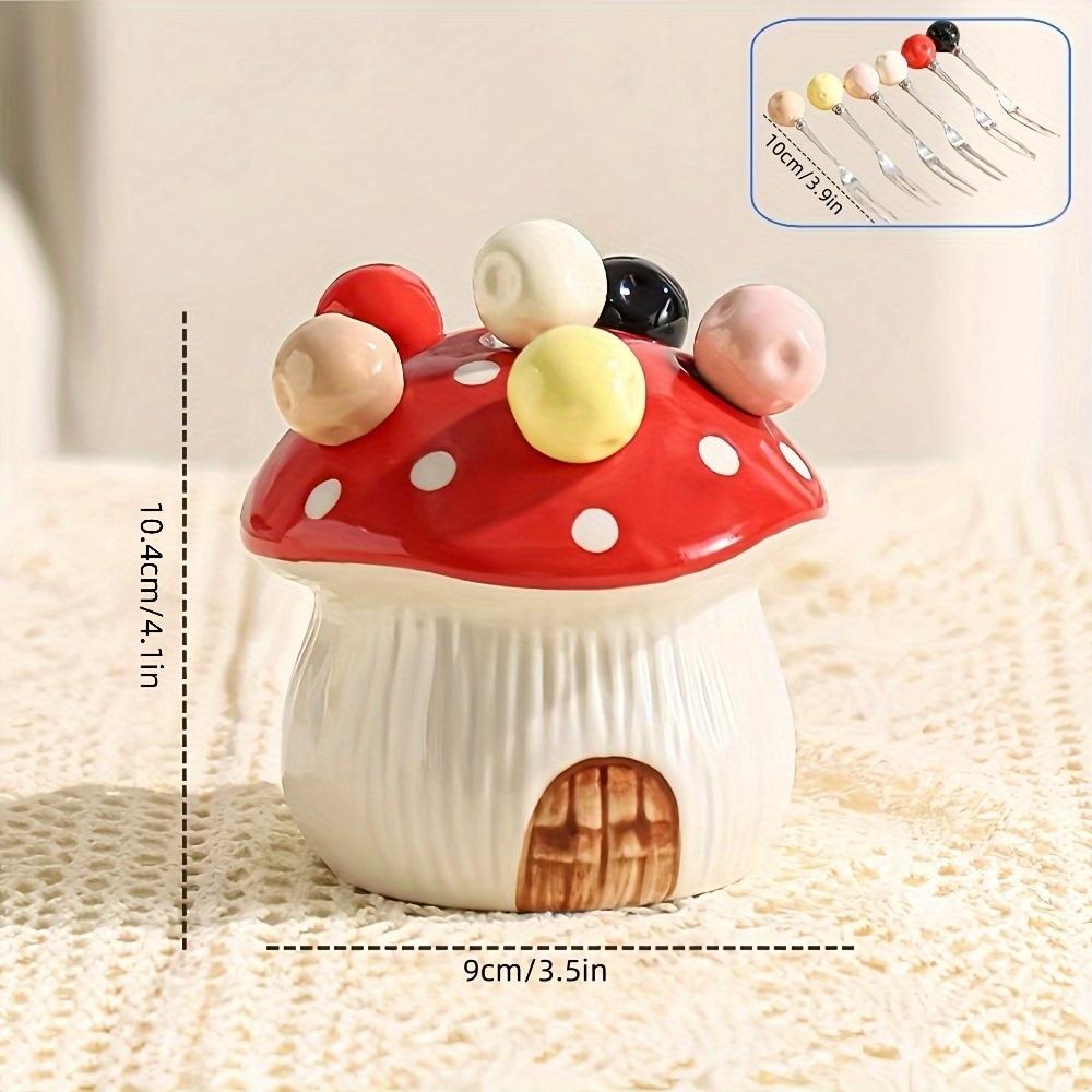 1set of 7pcs including 6forks and 1base ceramic mushroom shaped dessert fruit cake fork set with 304 stainless steel fork suitable for fruits desserts червоний
1set of 7pcs including 6forks and 1base ceramic mushroom shaped dessert fruit cake fork set with 304 stainless steel fork suitable for fruits desserts червоний