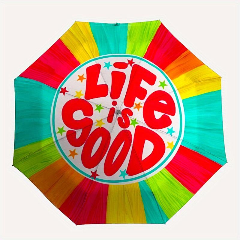 1pc Life is Good Logo Folding Umbrella With Excellent UV Protection, 8 Ribs Casual Durable Lightweight Portable Travelling Umbrella For Men
1pc Life is Good Logo Folding Umbrella With Excellent UV Protection, 8 Ribs Casual Durable Lightweight Portable Travelling Umbrella For Men