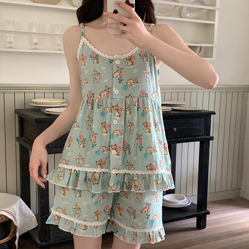 Vernis summer cool suspender shorts pajamas women s pure cotton loose casual suit loungewear can be worn outside XL
Vernis summer cool suspender shorts pajamas women s pure cotton loose casual suit loungewear can be worn outside XL