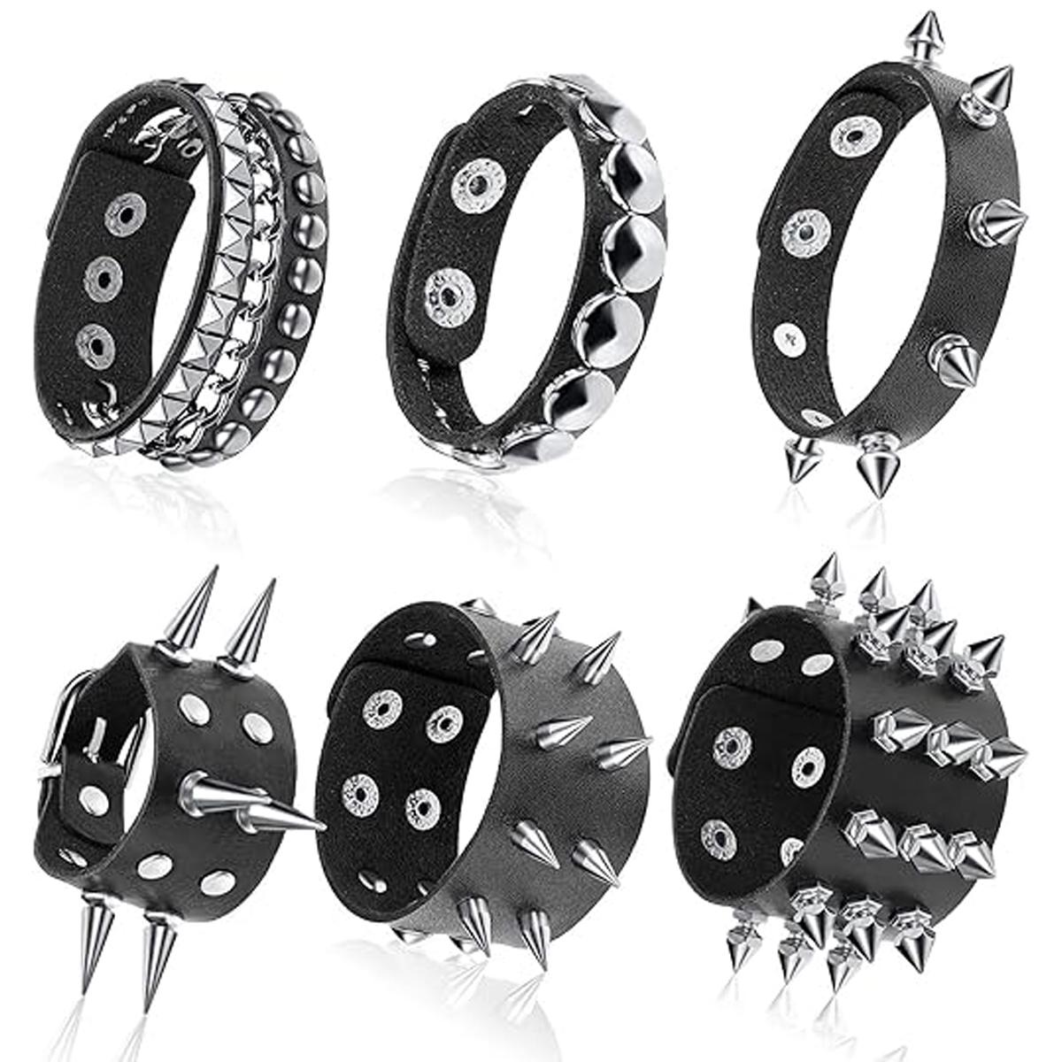 6-Piece Nail Bracelet Punk Leather Rivet Bracelet Cuffs Men S And Women S Halloween Accessories, Fashionable Bracelet
6-Piece Nail Bracelet Punk Leather Rivet Bracelet Cuffs Men S And Women S Halloween Accessories, Fashionable Bracelet