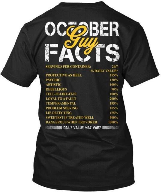 October Guy Facts Funny Servings Per Container 247 T shirt Made in USA S to 5XL 2XL
October Guy Facts Funny Servings Per Container 247 T shirt Made in USA S to 5XL 2XL