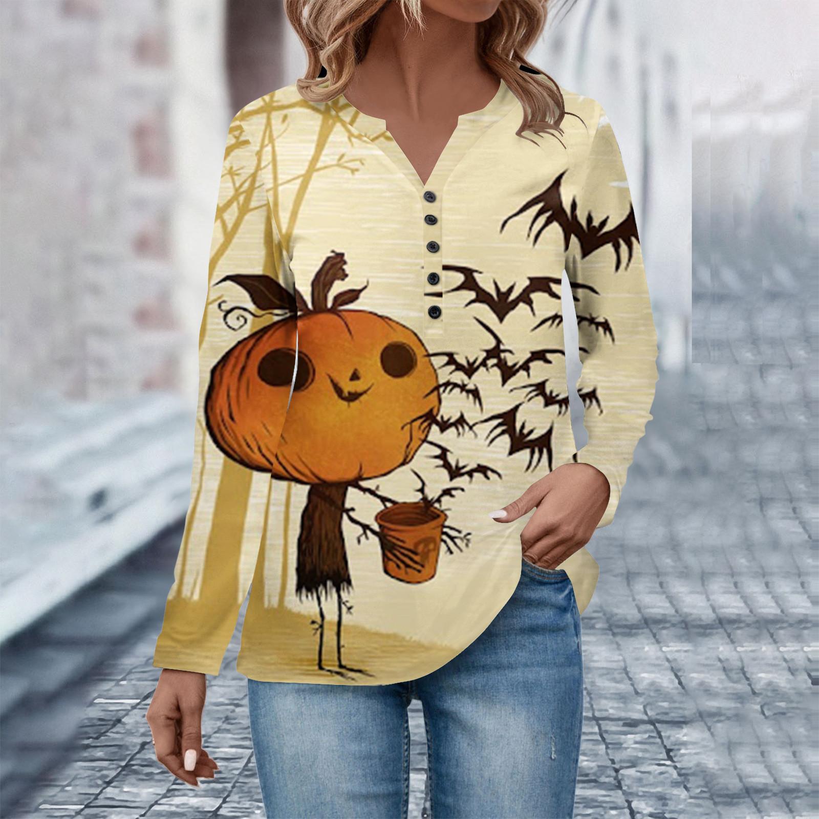Women s Button Neck Tops Women s Casual Everyday Tops Long Sleeve V Neck Fashion Print Shirt Tops Halloween T-Shirts Sweatshirts S жовтий
Women s Button Neck Tops Women s Casual Everyday Tops Long Sleeve V Neck Fashion Print Shirt Tops Halloween T-Shirts Sweatshirts S жовтий