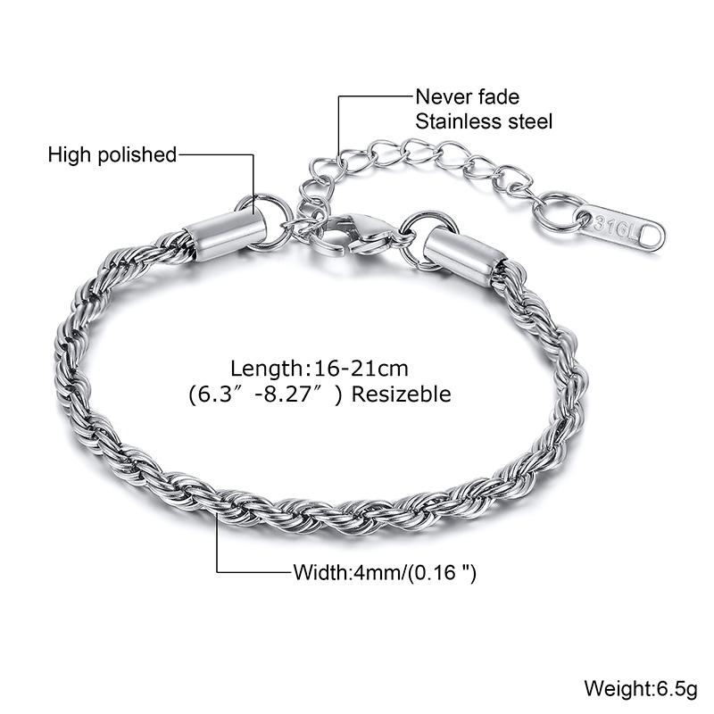 Twist Rope Chain Bracelet for Women Stainless Steel Bracelets Female Wrist Adjustable Length Party Layering Zircon
Twist Rope Chain Bracelet for Women Stainless Steel Bracelets Female Wrist Adjustable Length Party Layering Zircon