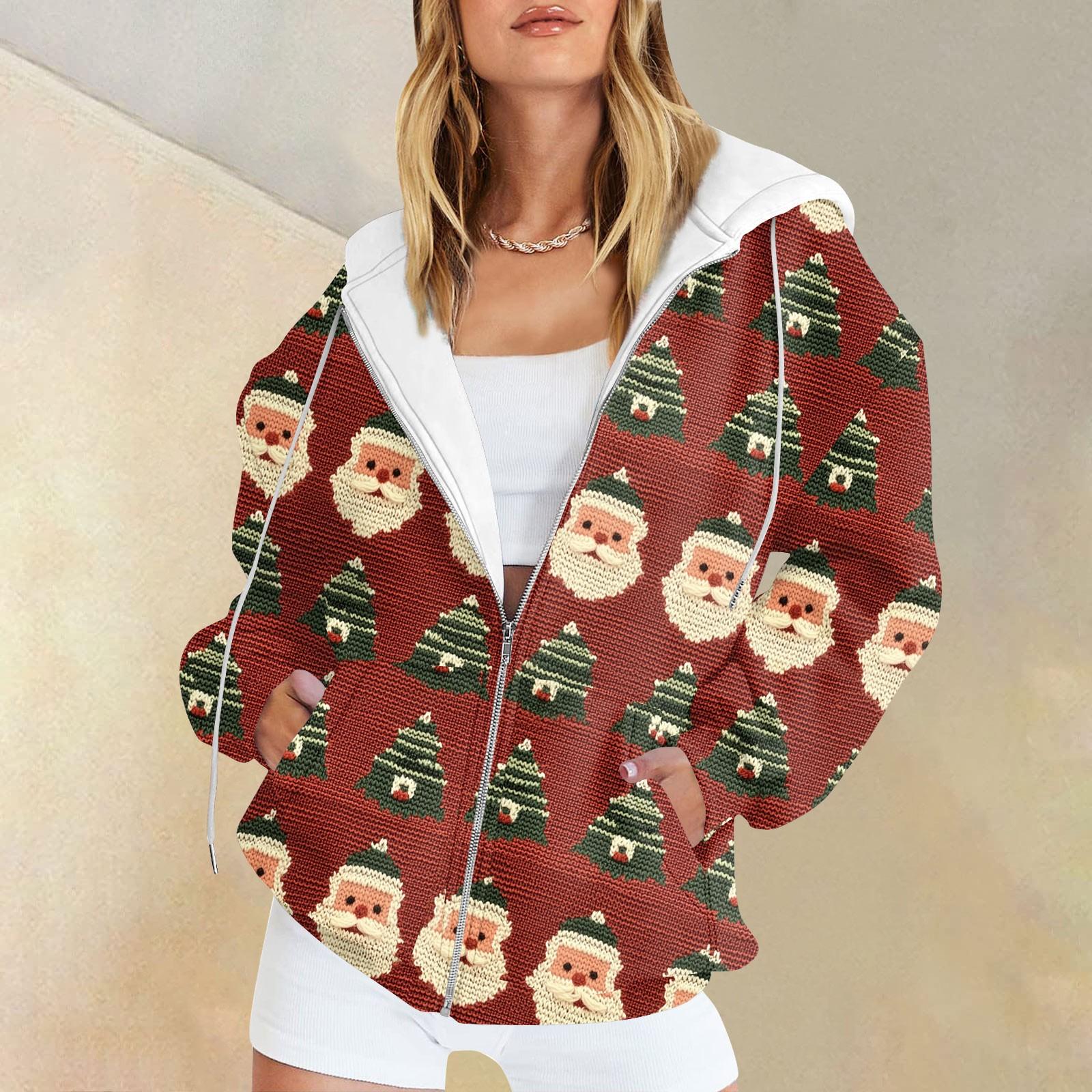 Женская рождественская печатная толстовка, зимняя куртка-кардиган с длинными рукавами и карманами, на молнии, толстовка с капюшоном, верхняя одежда XL винный
Женская рождественская печатная толстовка, зимняя куртка-кардиган с длинными рукавами и карманами, на молнии, толстовка с капюшоном, верхняя одежда XL винный