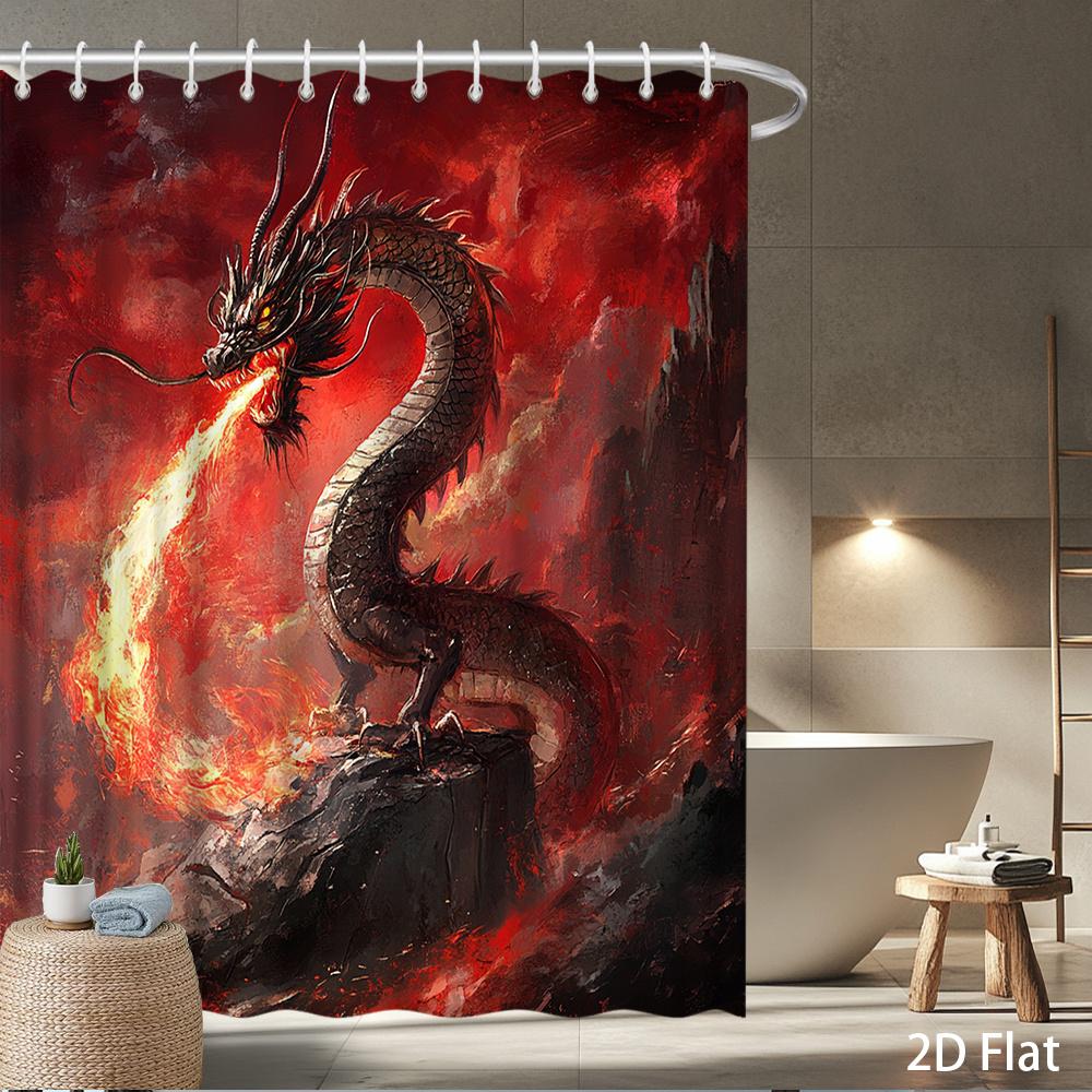 Fire Dragon Shower Curtain – Mythical Red & Black Dragon Breathing Flames On Dark Background, Waterproof Polyester, 72X72Inch W60H190(CM)-1 Pcs
Fire Dragon Shower Curtain – Mythical Red & Black Dragon Breathing Flames On Dark Background, Waterproof Polyester, 72X72Inch W60H190(CM)-1 Pcs