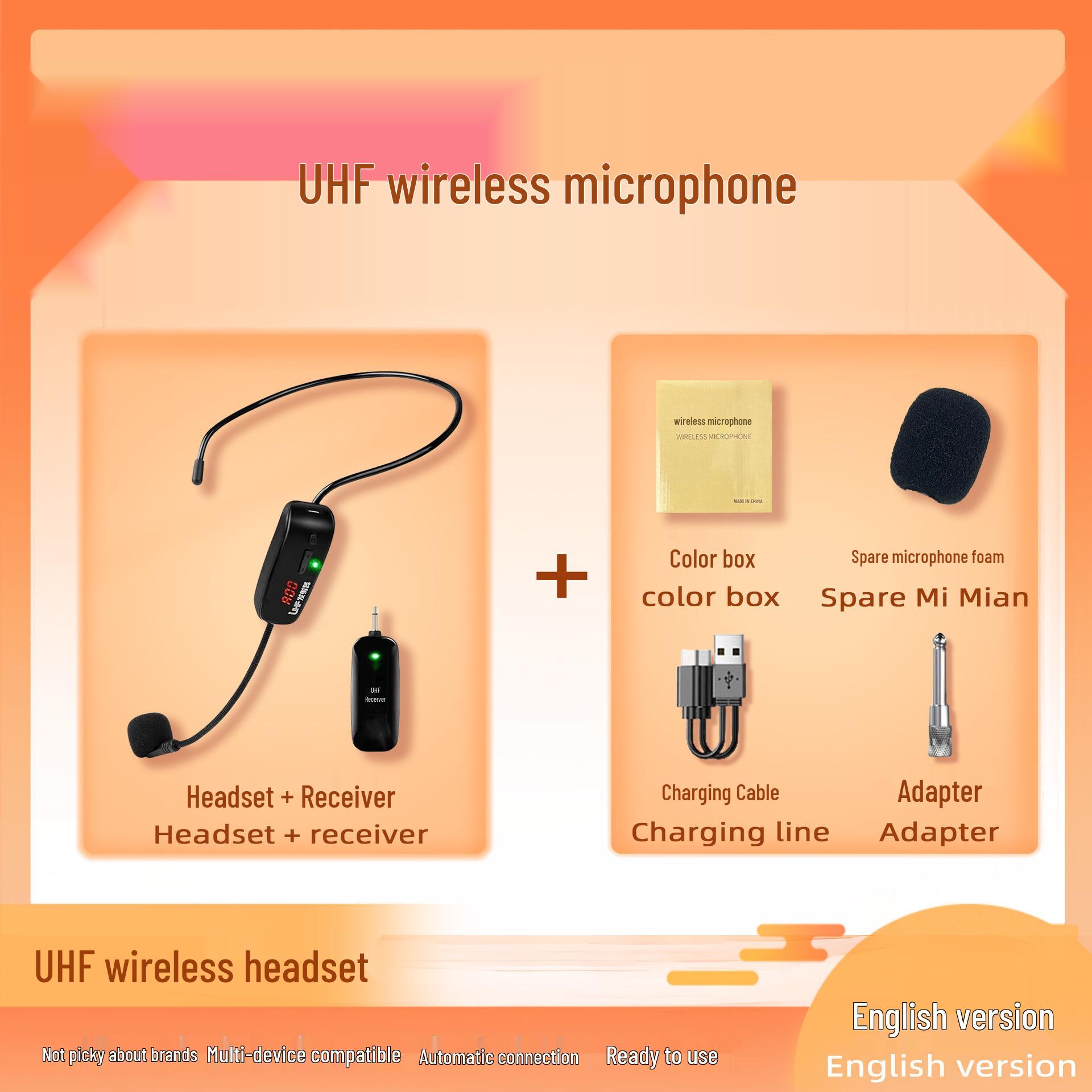 UHF Wireless Lapel & Headset Microphone for Teachers and Stage Performances
UHF Wireless Lapel & Headset Microphone for Teachers and Stage Performances