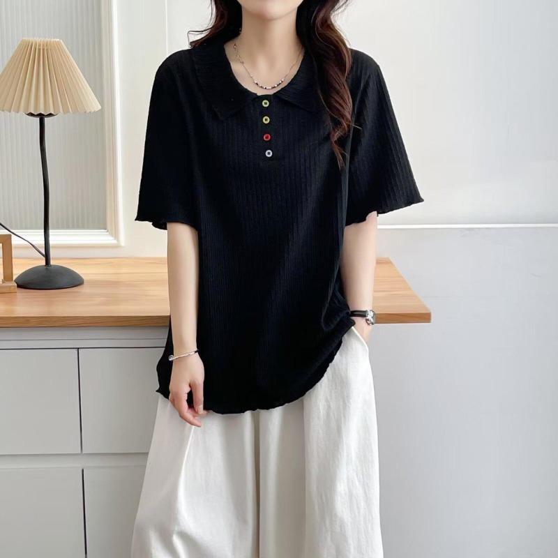 Women s Solid Color T-shirt Flip Collar Button Mushroom Edge Design Woman Short Sleeved T-shirts Summer Casual and Comfortable Ladies Pullover Top M чёрный
Women s Solid Color T-shirt Flip Collar Button Mushroom Edge Design Woman Short Sleeved T-shirts Summer Casual and Comfortable Ladies Pullover Top M чёрный