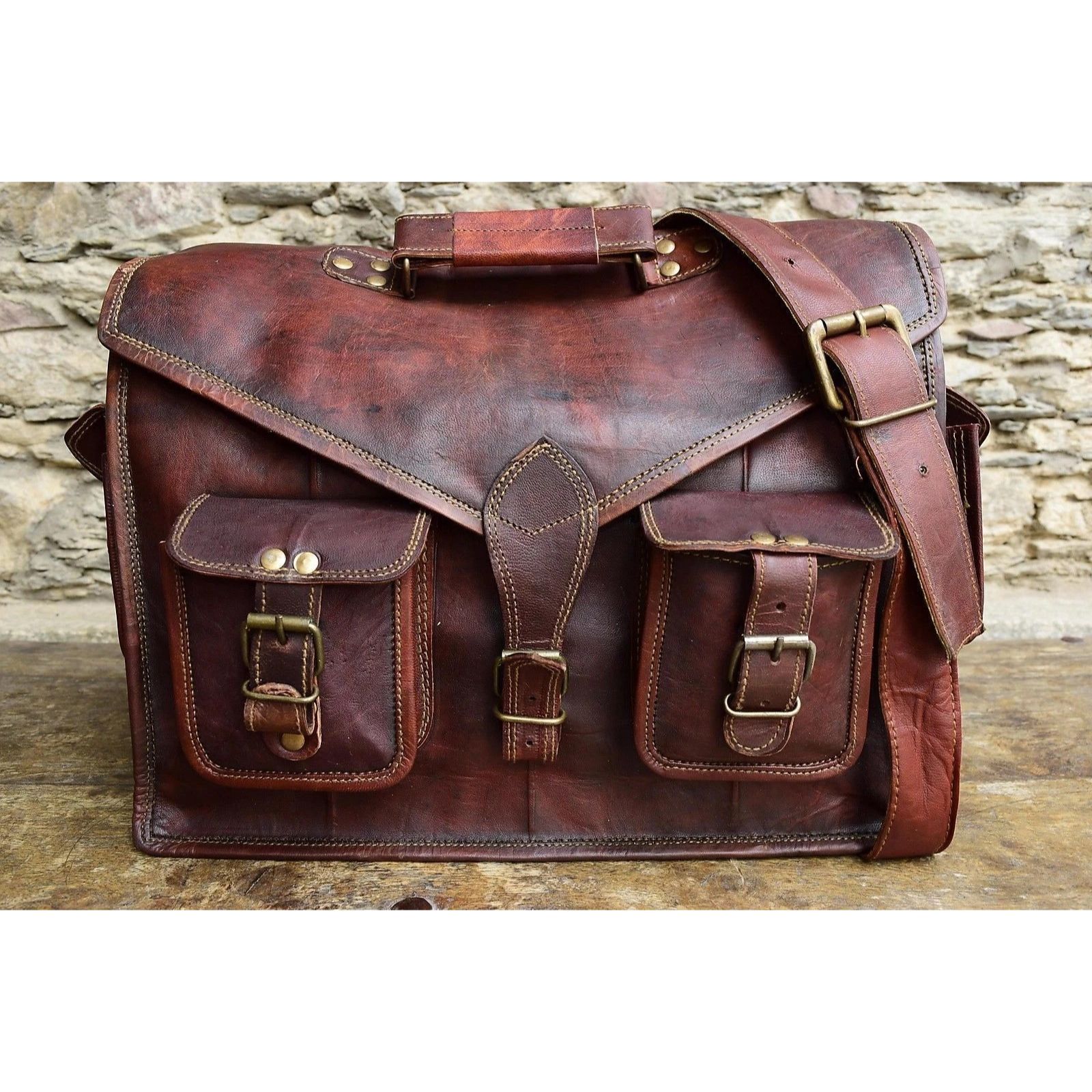 Мужская винтажная коричневая кожаная сумка через плечо для ноутбука, портфель 18 x 14 x 6 in
Мужская винтажная коричневая кожаная сумка через плечо для ноутбука, портфель 18 x 14 x 6 in