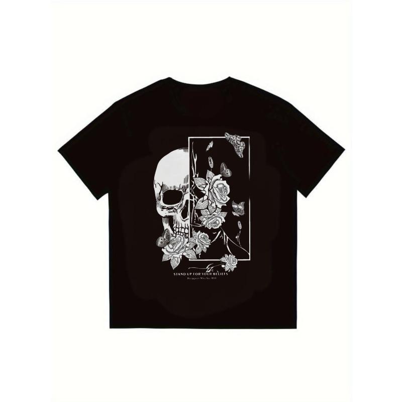 Black T Shirt With Skull Roses And Butterflies Print Stand Up For Your Beliefs Text Design For Casual Streetwear Fashion XXXXL
Black T Shirt With Skull Roses And Butterflies Print Stand Up For Your Beliefs Text Design For Casual Streetwear Fashion XXXXL