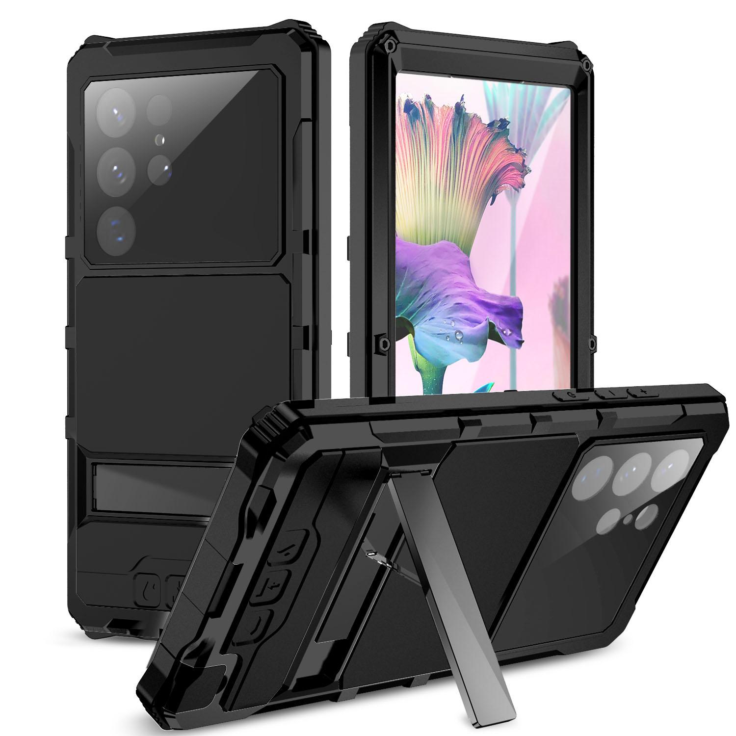 R-JUST For Samsung Galaxy S23 Ultra Kickstand Phone Case PC+Silicone+Metal Waterproof Dust-proof Cover with Screen Protector Black
R-JUST For Samsung Galaxy S23 Ultra Kickstand Phone Case PC+Silicone+Metal Waterproof Dust-proof Cover with Screen Protector Black