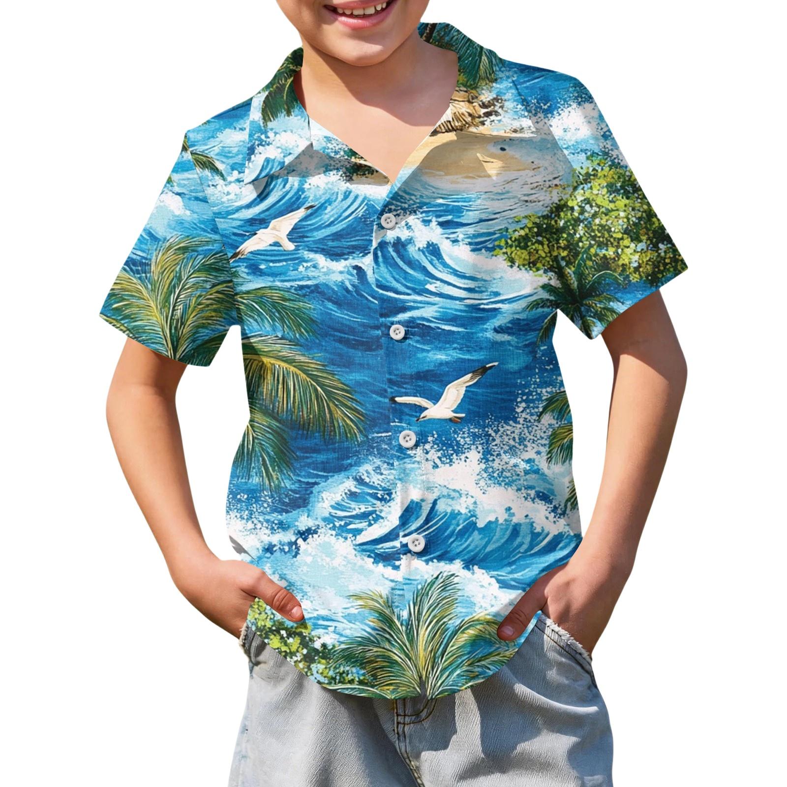 Boys Short Sleeve Hawaiian Print Shirt Button Down Casual Lightweight Summer Shirt for Kids Beach Vacation Shirt 150
Boys Short Sleeve Hawaiian Print Shirt Button Down Casual Lightweight Summer Shirt for Kids Beach Vacation Shirt 150
