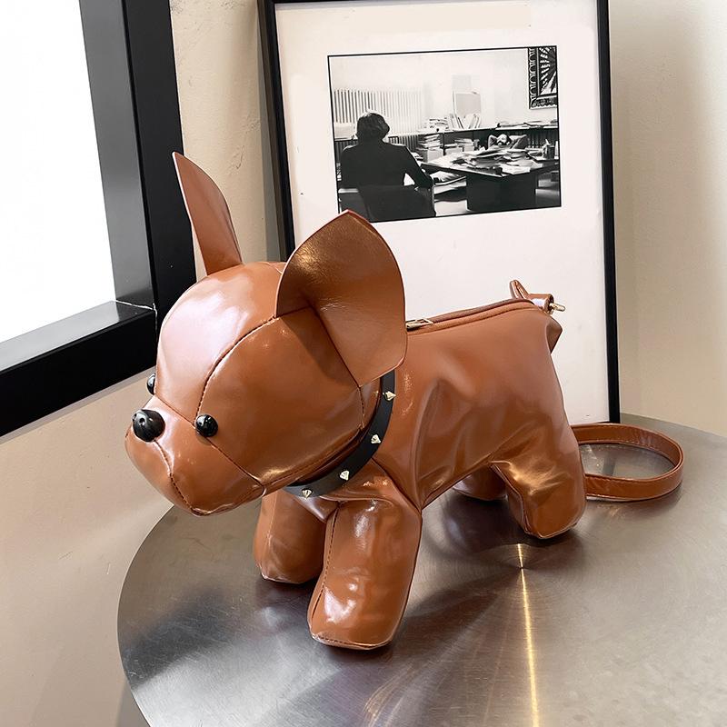 SCIONE Милая кукла-щенок, стерео-кукла, сумка через плечо, 2025 новинка, оригинальная кукла, животное, наплечная сумка, ПУ, водонепроницаемая сумка-мессенджер коричневый